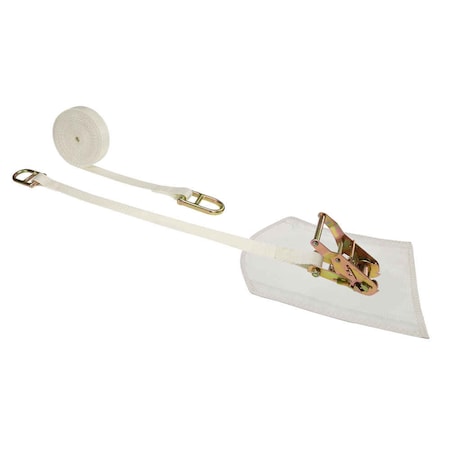 Us Cargo Control 1" x 16' White Tent Strap w/ Cover & Double D-Rings 2616DDR-WHT-WRP